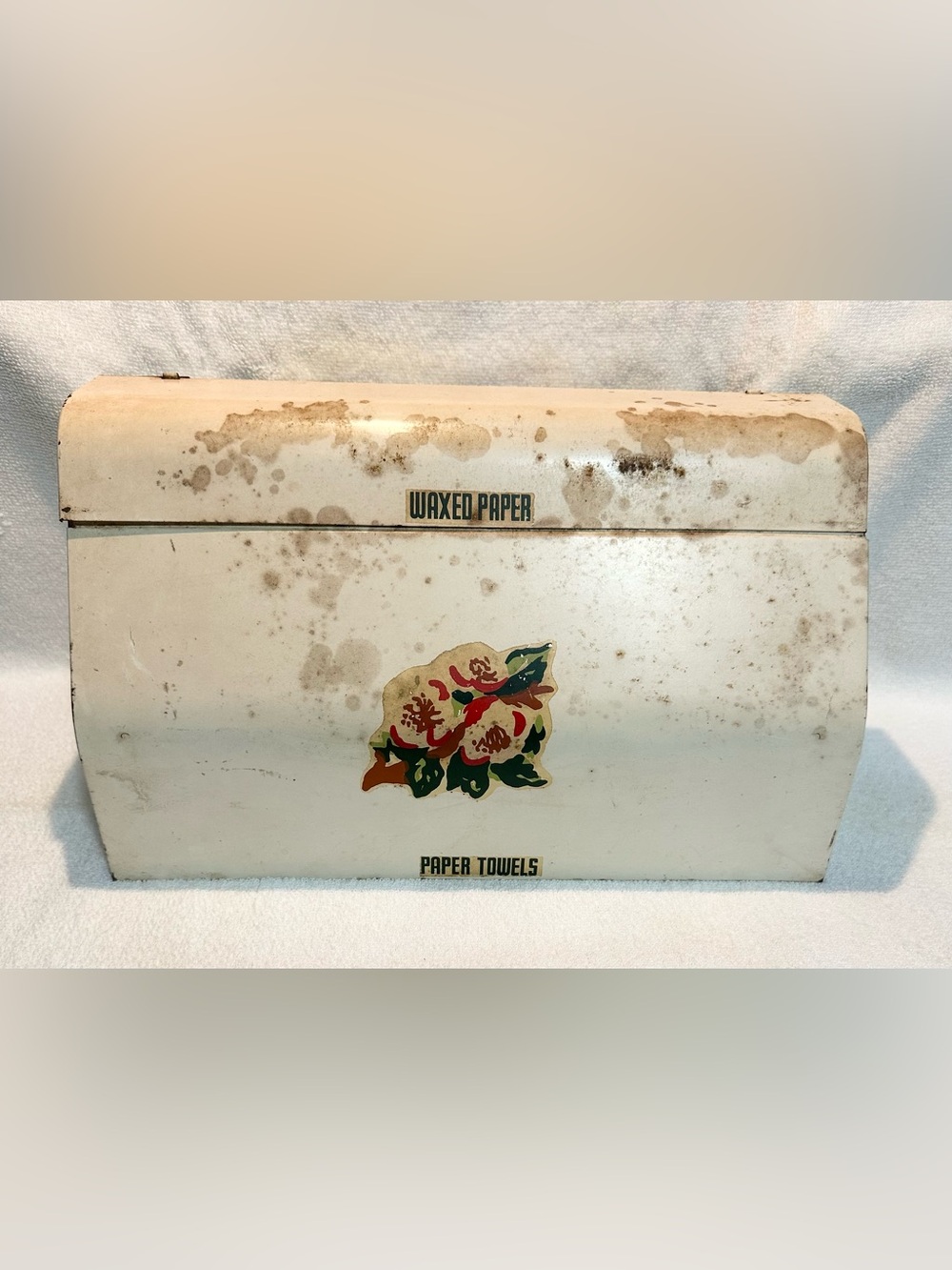 Vintage 1950s mid century metal paper towel holder wall mount kitchen dispenser